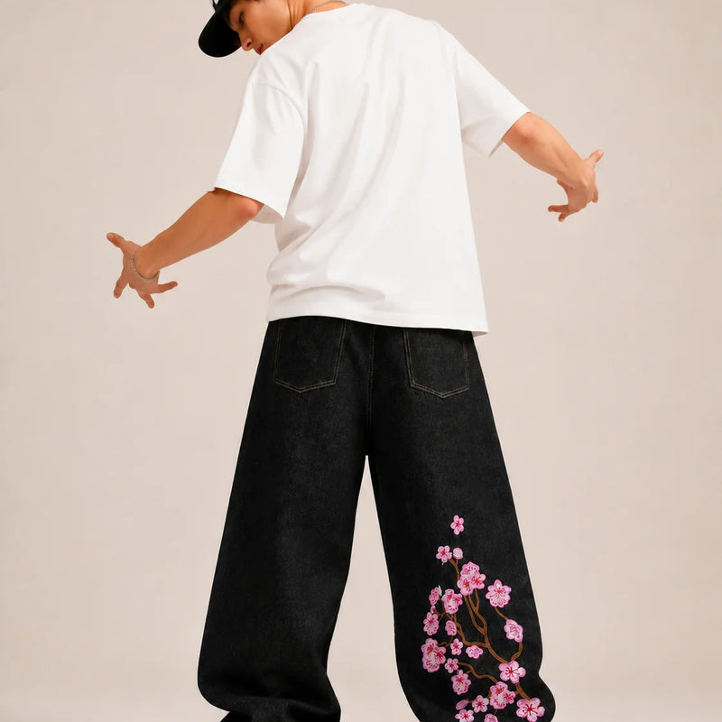 UP.THE Men Raw Black Baggy Wide Leg Jeans, Y2K Oversized | SAMAG