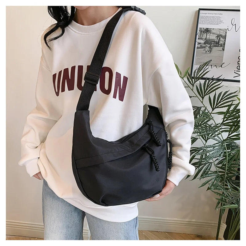 New Nylon Hobos Crossbody Bags Solid Casual Zipper Women's Bags Fashion High Capacity Solid Color Single Shoulder Totes Bag