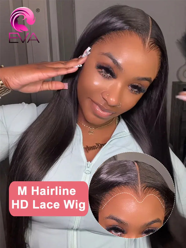 Widow's Peak M Hairline 13x6 HD Lace Front Wig 100% Human Hair Wig Silky Straight 13x4 HD Lace Frontal Wig Bleached Knots HD Wig