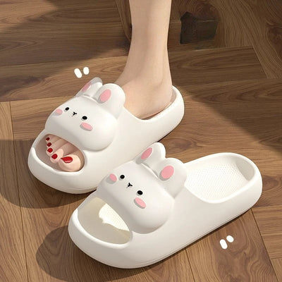 Women's Summer Sandals and Slippers Home Cute Rabbit Style Bathroom Non-Slip Feeling EVA Thick Slippers