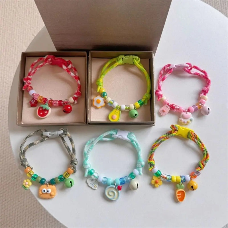 Fashion Colorful Pet Braided with Bells Cat Neck Chain Adjustable Cat Puppy Collar Chihuahua