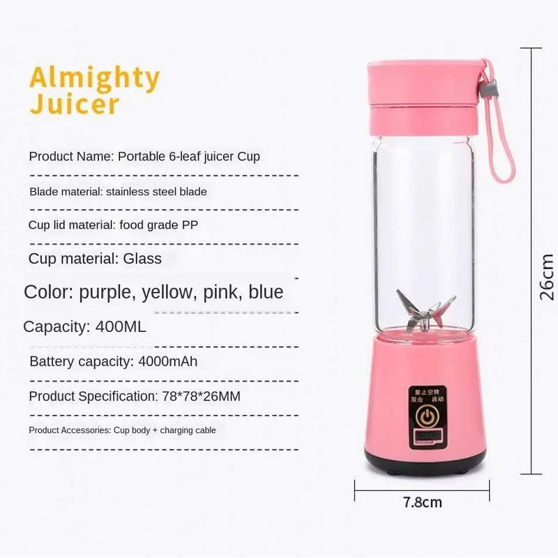 Mini Electric Juicer USB Charging Smoothie Milkshake Maker Automatic Fresh Squeezer Fruit Portable Orange Lemon Kitchen Blender
