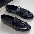 Men's Black Sin Ruched Loafers Soft Leather Soft Sole Slip On Single Shoes Casual Shoes Trendy Luxury Handmade Men's Shoes ﻿