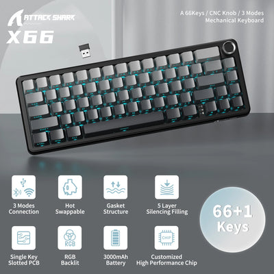 ATTACK SHARK X66 65% Wireless Mechanical Keyboard | SAMAG