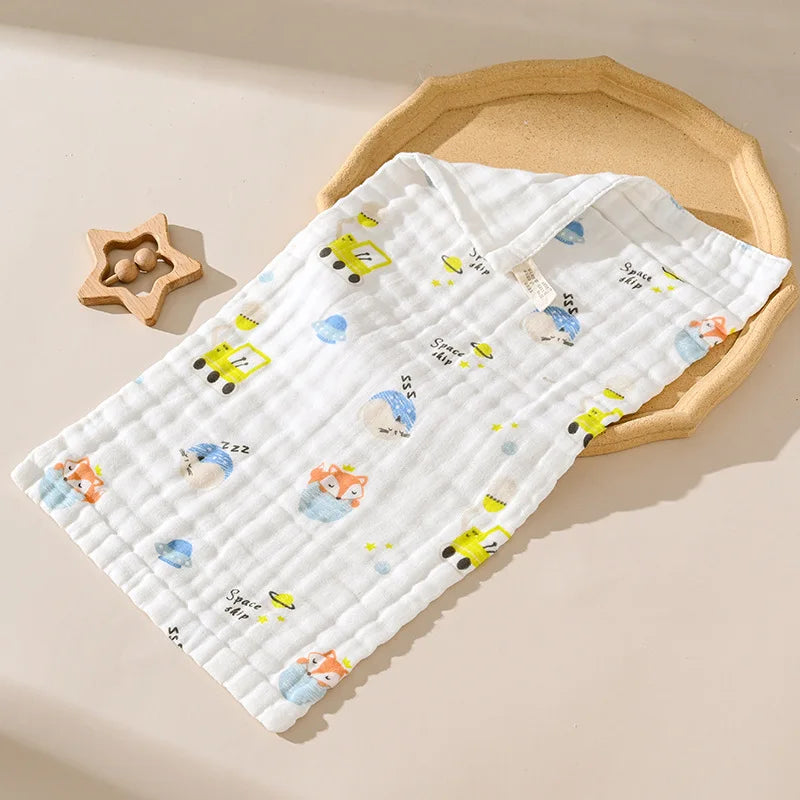 Gauze six-layer small towel pure cotton Class A baby gauze face towel burp towel seersucker bath towel saliva towel