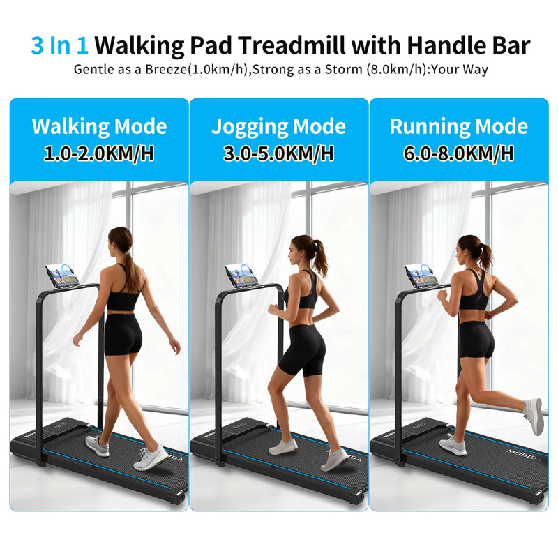 Walking Pad Treadmill with Foldable Handrail, 3.5HP Quiet | SAMAG