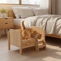 Pet Bed with Step Long-Lasting Wooden Pet Bed Elevated Cat Couch Indoor Furniture Comfortable for Cats, Living Room, Bedroom