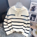 Sweater pullover women Spring and Autumn underwear 2023 New zipper stripe underlay short style popular premium sweater female