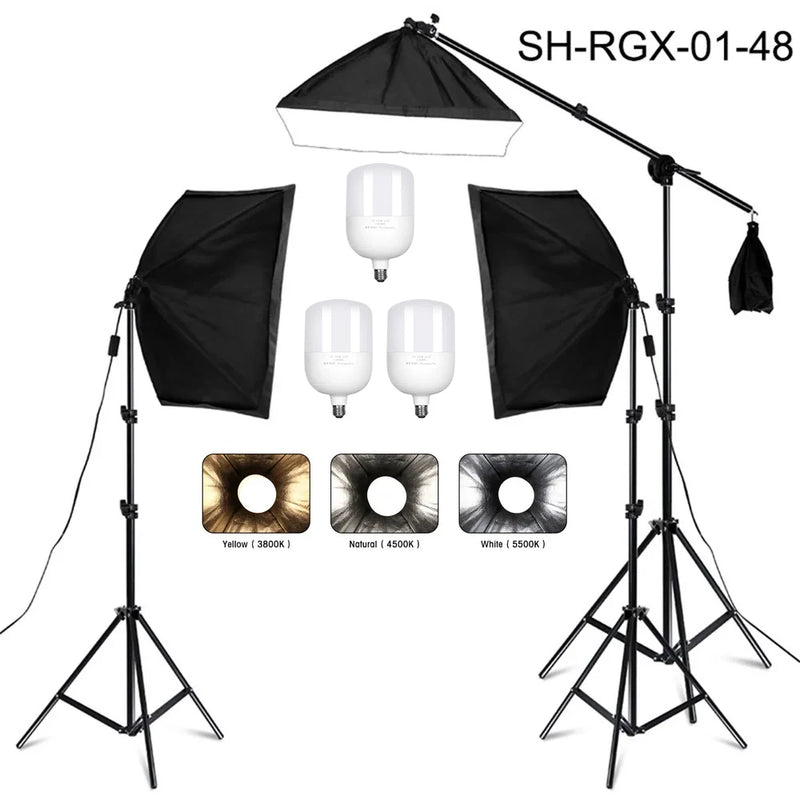 20-135W Softbox Lighting Kit 50x70CM Photography LED Lamp Professional Continuous Light System Equipment For Photo Studio