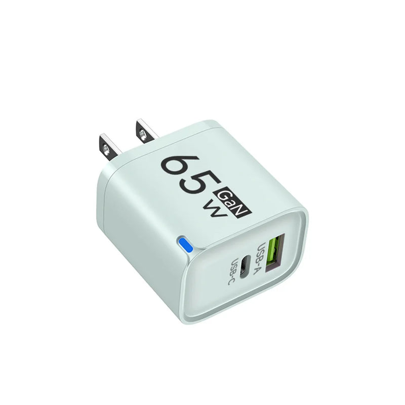65W GaN Type C USB Fast Charge Chargers Dual Ports Cellphone Power Adapter For Samsung Huawei Xiaomi iPhone USB C Wall Charger