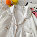 Cartoon Hello Kitty Summer Cardigan Lapel Women's Pajama Set Cloud Cotton Cute Printed Casual Loungewear Three-piece Set