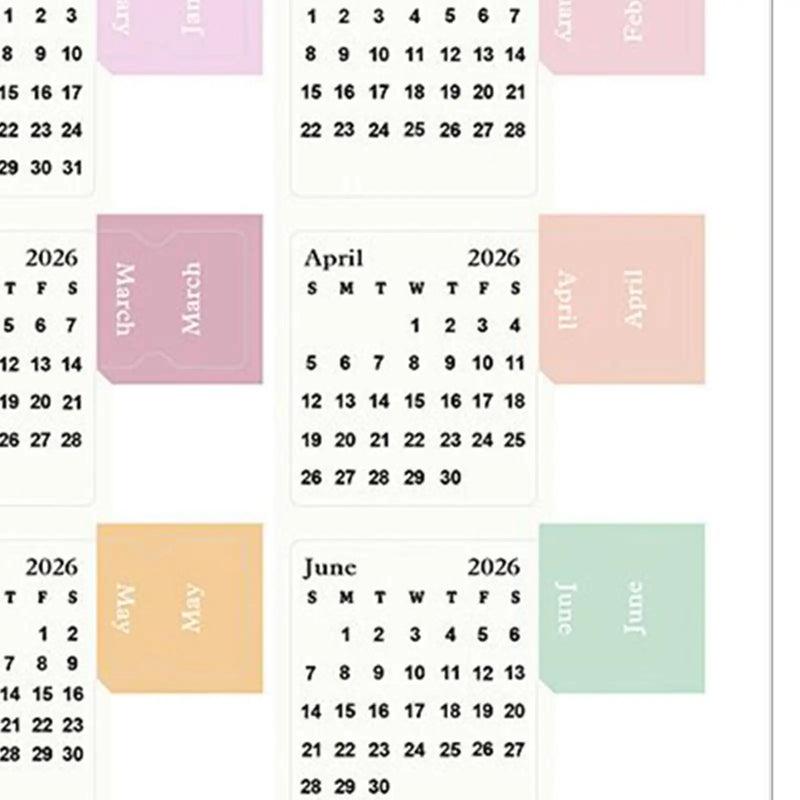2Pcs 2026  Calendar Stickers Monthly Planner Stickers Labels For Diy Scrapbook Journals Notebooks Scheduling School Office