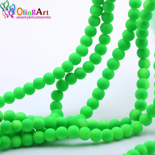 OlingArt Rubber Glass Beads High 6MM Quality 100PCS/Lot Candy Color Neon Matte Loose Handmade DIY Jewelry Making Bracelet