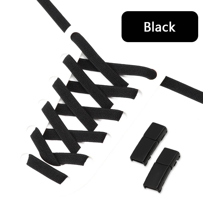 Magnetic Lock Shoelaces Without ties 8mm Wide Flat Elastic Laces Sneakers Tennis No Tie Shoe laces Easy Use Shoes Accessories