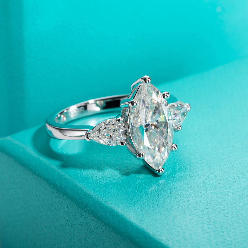 AnuJewel 4cttw Marquise Cut D Color Moissanite Diamond Engagement 925 Sterling Silver Rings For Women Jewelry Wholesale