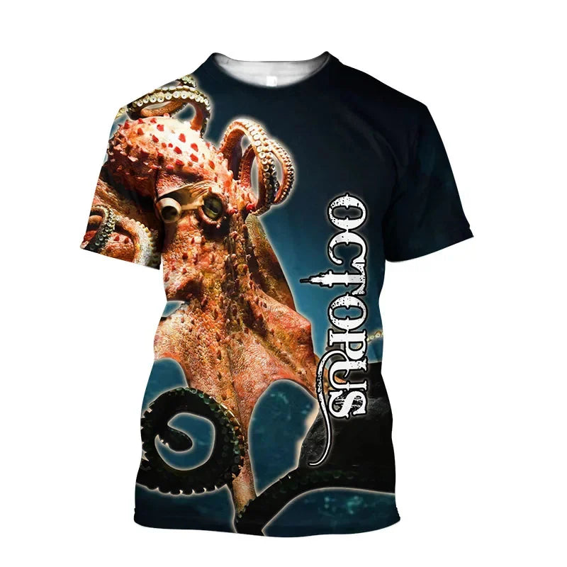 Tentacle Organism Pattern T - Shirt For Men Retro Ocean - View 9 | SAMAG