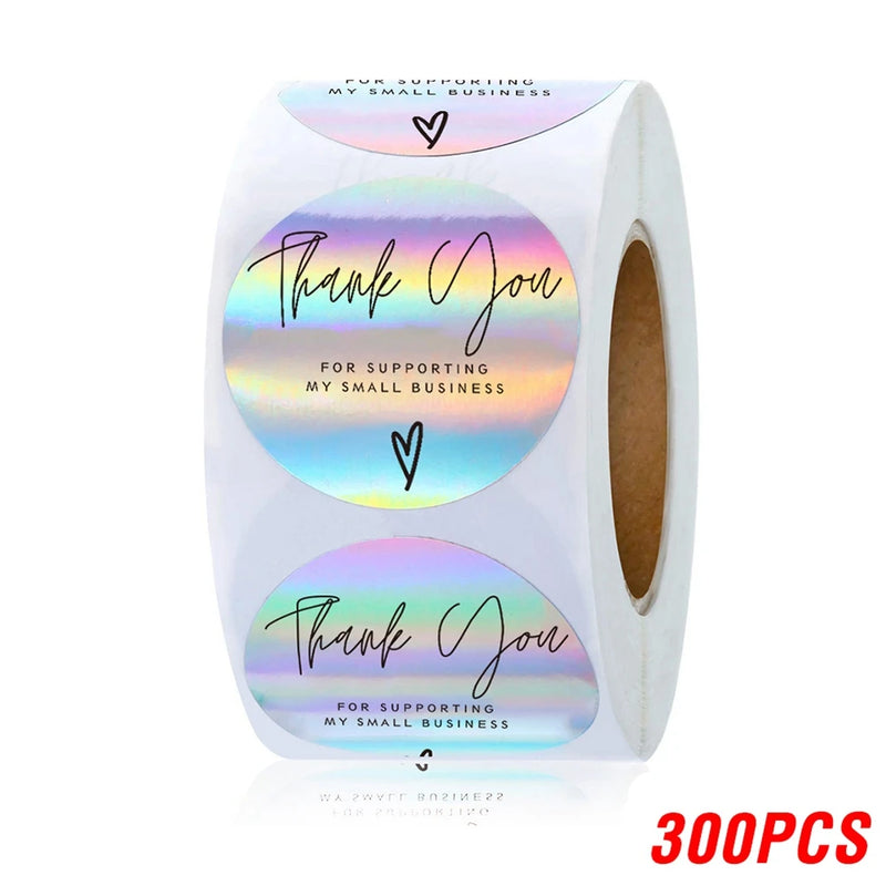 100 - Rainbow Laser Thank You Stickers 1inch Small - View 24 | SAMAG