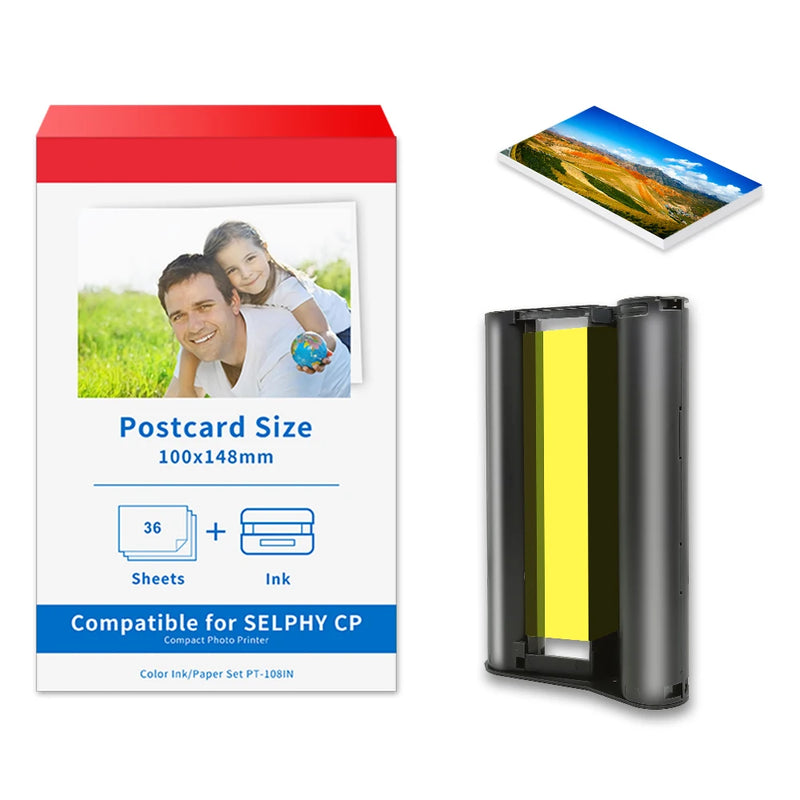 Photo Paper Cartridge Set Compatible For Canon Selphy CP1300 CP1500 CP1200 CP1000 Photo Printer KP-108IN KP-36IN Selphy Ink