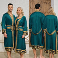 Spring Summer Men Pajamas 2PCS Robe Shorts Set Baroque Style Satin Kimono Bathrobe Nightgown Home Clothing Loungewear MY1170