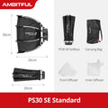 AMBITFUL PS30/PS50 SE 30cm 55cm Mini Quickly Release Bowens Mount Octagon Softbox + Honeycomb Grid Outdoor SoftBox for LED Flash
