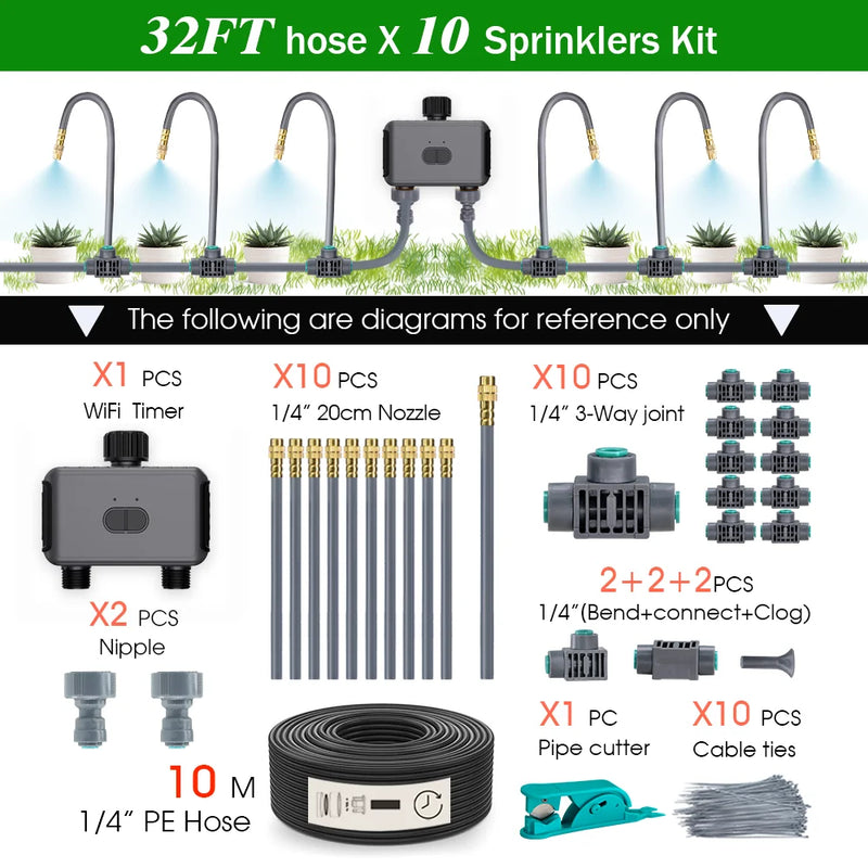 Dual Zone Independent Smart Bluetooth Wifi Irrigation Timer Mist Cooling Kit APP Customized Watering Program Quick Connection