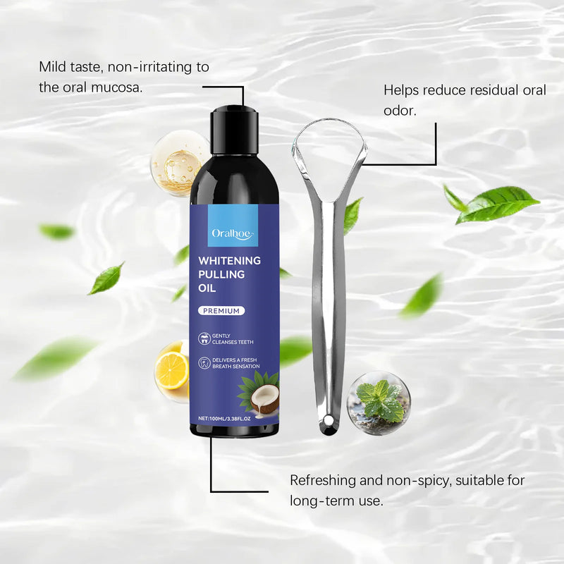Peppermint Coconut Oil Pulling Mouthwash for Mint Mouthwash Teeth Deep Cleaning for Teeth Gum Fresh Breath with Tongue Scraper