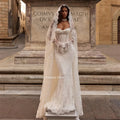 Mouzhetee Mermaid Elegant Pearls Lace Strapless Wedding - View 2 | SAMAG