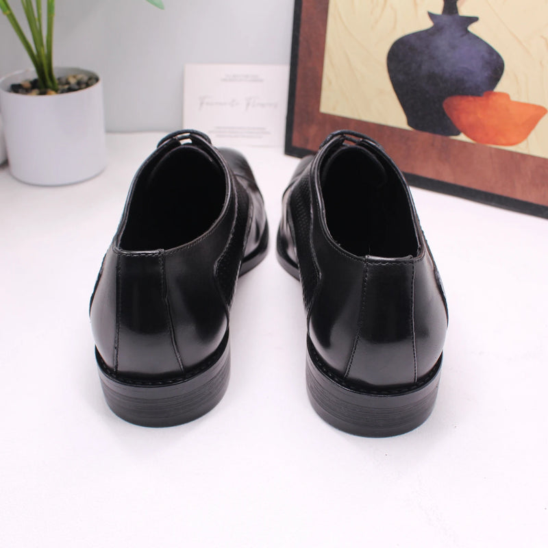 Men's Dress Shoes Leather Formal Business Oxford Derby Shoes Brogue Retro Dress Shoes for Men Wedding Fashion black Oxfords