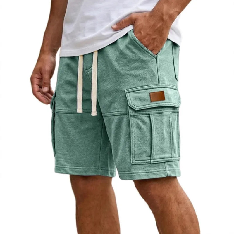 Men Solid Drawstring Multi Pocket Cargo Shorts Soft | SAMAG