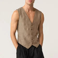 Linen Casual Men's Vest Cool Sleeveless Male Summer Single Breasted Suit Vests V Neck Vintage Jacket for Men Waistcoat