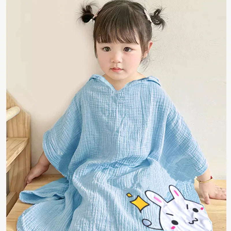 Children's Cotton Gauze Can Wear Hooded Cloak Bath Towel - View 4 | SAMAG