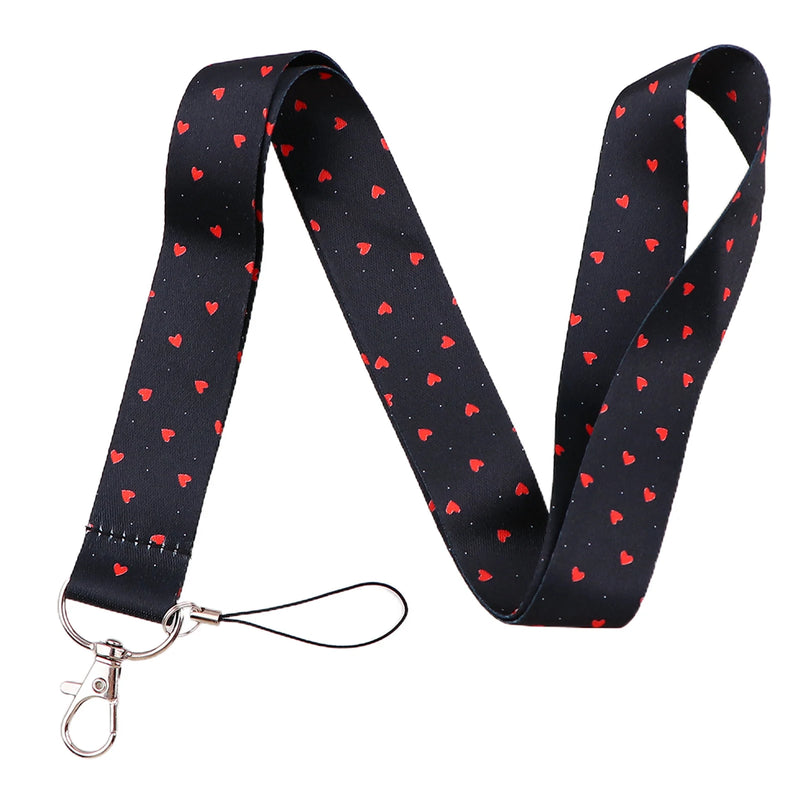 Heart Lanyard Simple Style Neck Strap for Key ID Card Cell Phone Straps Badge Holder DIY Hanging Rope Neckband Accessories