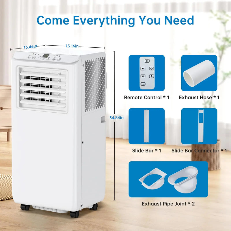 10000 BTU Portable Air Conditioner 3-in-1 Cool Dehumidifier Fan Portable AC Unit with Remote Control Quiet Mobile Air Cooler for Bedroom Dorm Office Home Up to 450 Sq Ft