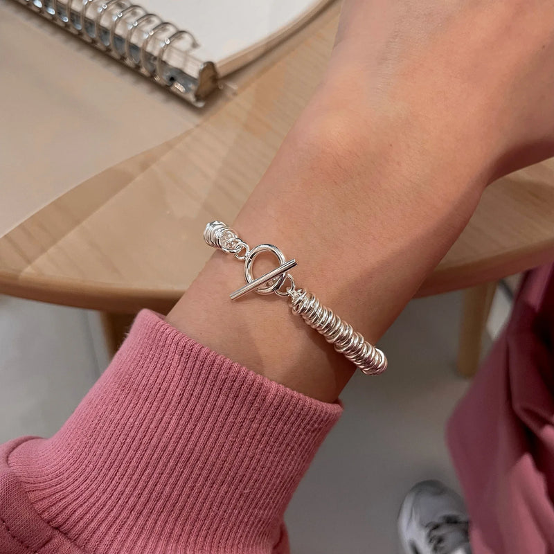 VENTFILLE 925 Sterling Silver Thai Silver Bracelet for Women Vintage Geometric Heart Love Lucky Punk Jewelry 2023 New Dropship