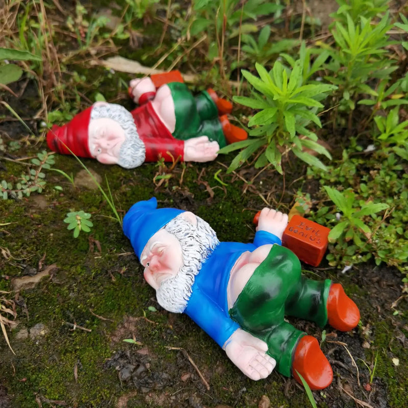 15cm Drunken Garden Gnomes  Funny Resin Statues for Home Decor  Whimsical Indoor Outdoor Ornaments EcoResin Weatherproof