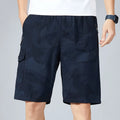 Men's Camo Shorts Elastic Waistband Casual Cargo Hiking | SAMAG