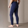 2026 Winter Men's Blue Thermal Long Underwear Pants Polyester and Spandex Blend Fabric for Warmth Asian Sizes XL-6XL