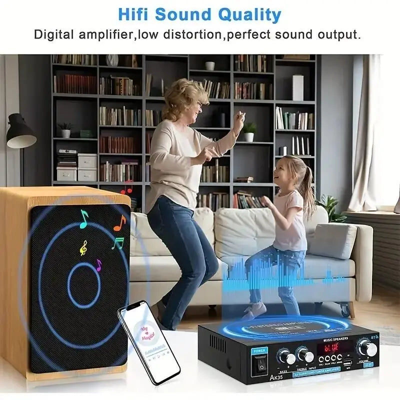 AK35 800W Home Power Amplifiers 2 Channel Bluetooth 5.0 Surround Sound FM USB Remote Control Mini HIFI Digital Amplifier Stereo