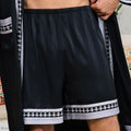 Men's Long Robe Pajamas Set Baroque Style Bathrobe Kimono Shorts Pijamas Spring Summer Sleepwear Home Clothes Satin Loungewear