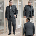 Plus Size Men‘s Suits Elegant Single Breasted Business Jacket Pants For Host Groom Groomsmen Grey Black Navy 2 | SAMAG