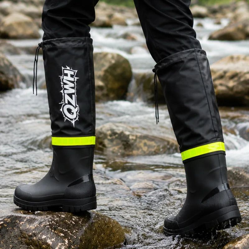 Fashionable Men's Rain Boots Large Size Long Rain Boots Extra Long Outdoor Fishing Shoes Waterproof Non-slip Lightweight Shoes