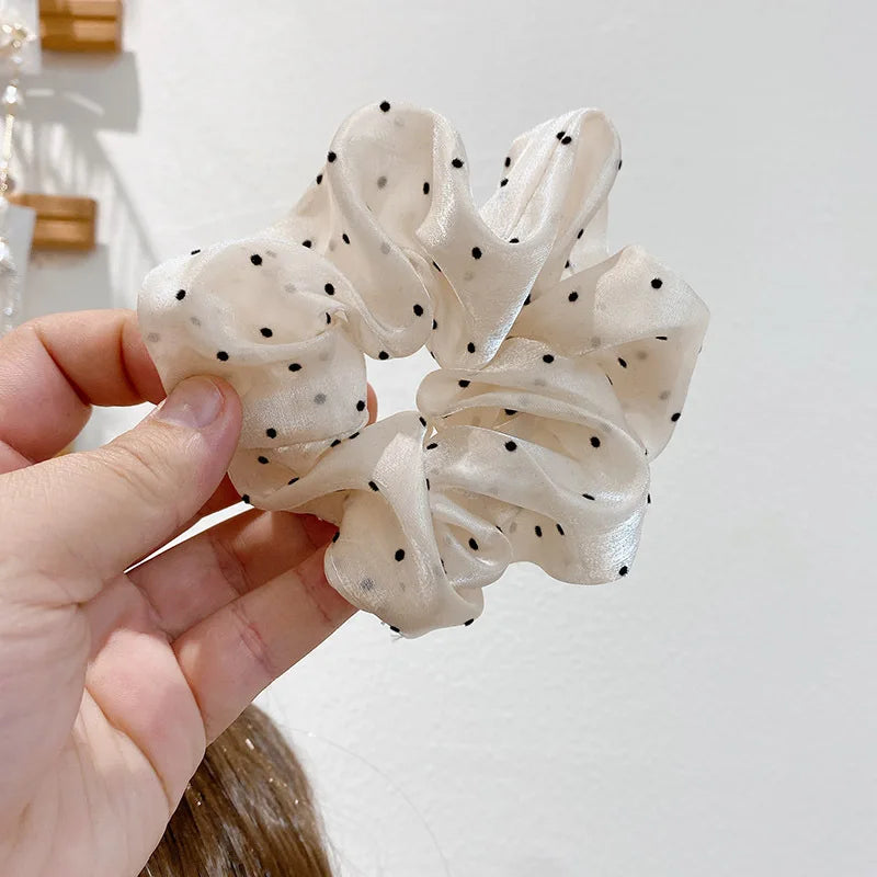 Fairy high-quality organza mesh yarn pleated flower large intestine hair ring tied hair head rope fashion hair accessories