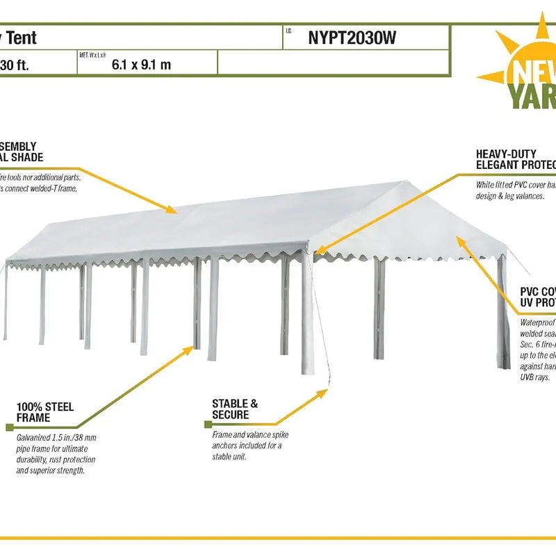 20 x 30 ft Commercial Grade Outdoor Party Tent, White - View 4 | SAMAG