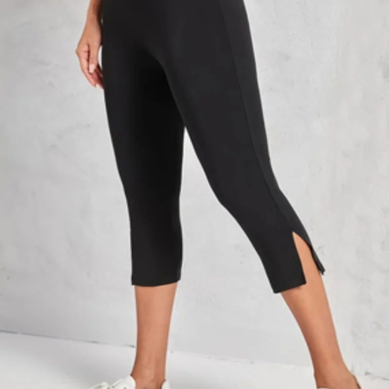 Women's Fashion Black High - Waisted Split Seven - Eighth - View 2 | SAMAG