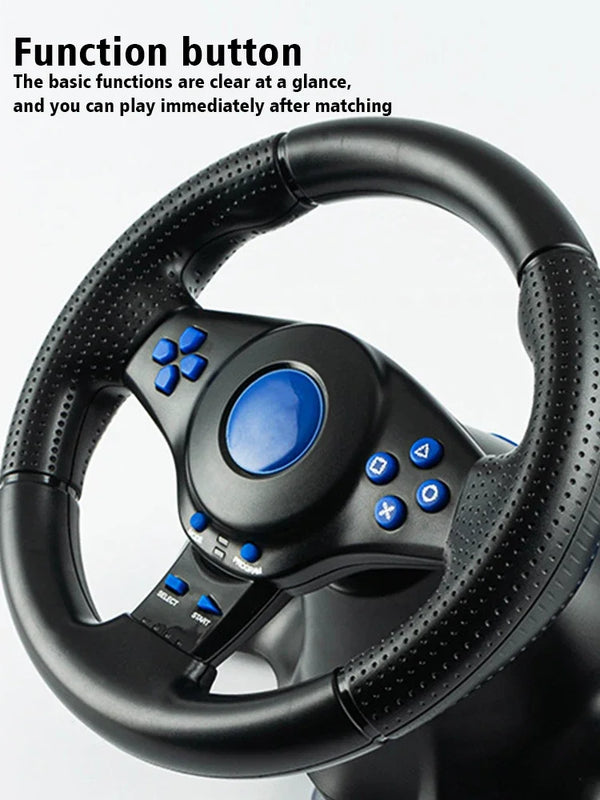 DATA FROG Racing Steering Wheel Vibration Controller Sim Racing Wheel with Pedals for PC Gaming Console Universal Gamepad