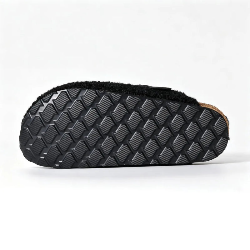 Kidmi Winter Cork Footbed Clogs For Women Men Indoor Keep Warm Fluffy Mules Slippers With Arch Support Lady Sofe Potato Shoes
