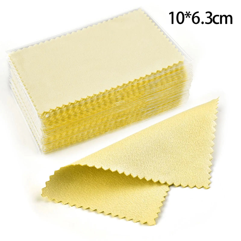 50pcs 10x6.3cm/10x6cm/8x6cm Silver Clean Polishing Cloth Soft Clean Wipe Wiping Cloth For Necklaces Rings Jewelry Clean Tools