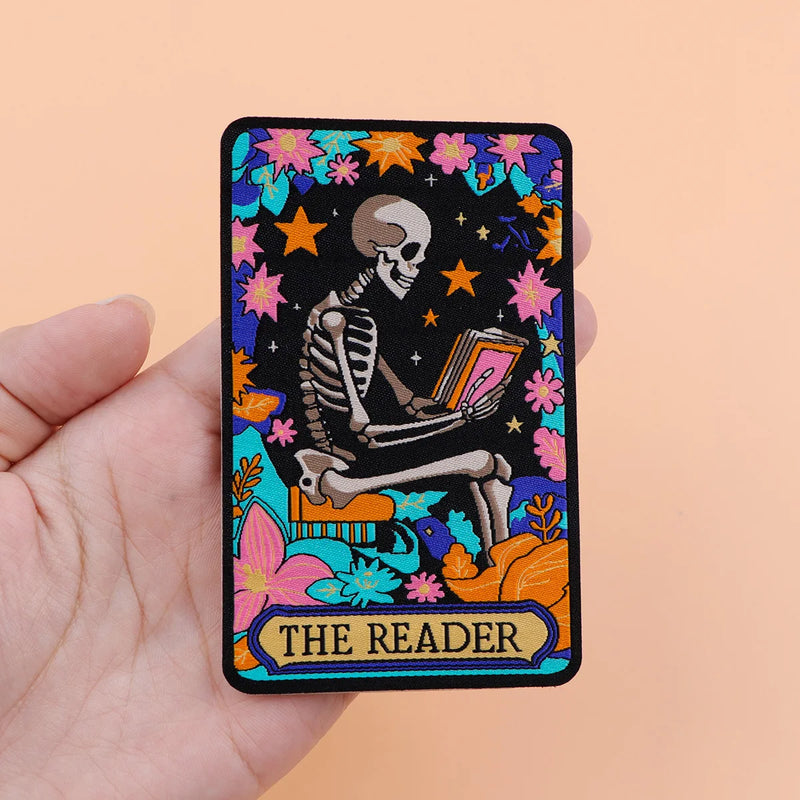 Skeleton Tarot Iron On Patch Clothes Patch For Clothing ADHD Embroidered Patch Garment Apparel Accessories Sewing Stickers