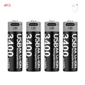 1.5V AA 3400mAh USB Type-C Rechargeable Lithium Battery for Hunting Camera Remote Control Mouse Smart Door Lock Microphone