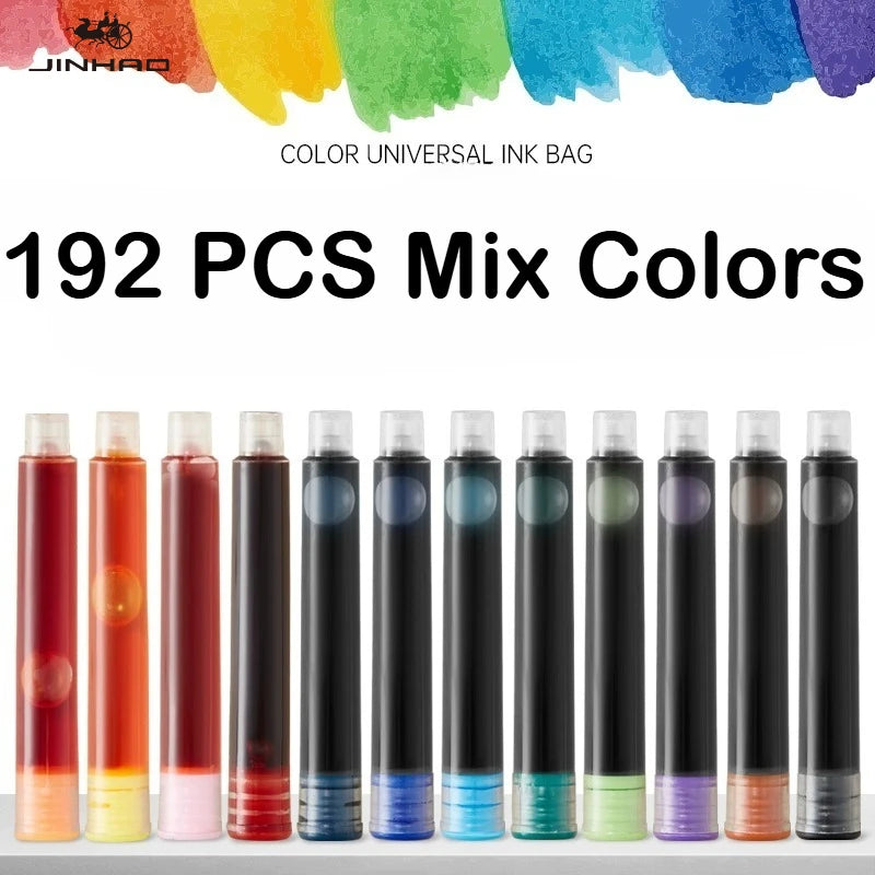 500/12 PCS JINHAO 12 Colors 3.4mm Non carbon Fountain Pen Ink Universal Sac Cartridges Refills School Office Supplies Stationery